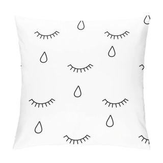 Personality  Black And White Abstract Pattern With Closed Crying Eyes. Pillow Covers