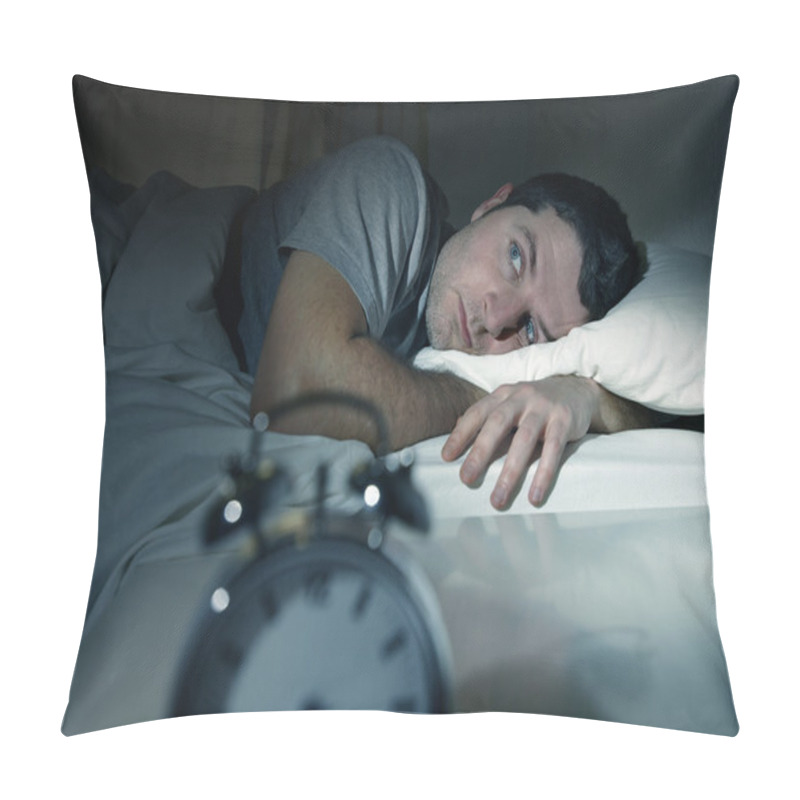 Personality  Man In Bed With Eyes Opened Suffering Insomnia And Sleep Disorder Pillow Covers