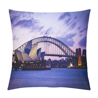 Personality  SYDNEY, AUSTRALIA - SEPT 1 : Sydney's Most Famous Icons, The Sydney Opera House And Harbour Bridge Pillow Covers