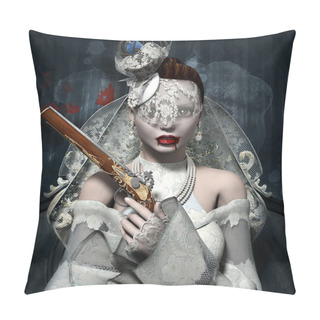 Personality  Bride With Vintage Gun Pillow Covers