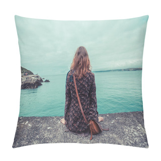 Personality  Young Woman By The Water's Edge Pillow Covers