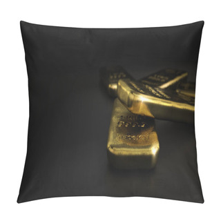 Personality  Commodities, Gold Bullion Bars Over Black Pillow Covers