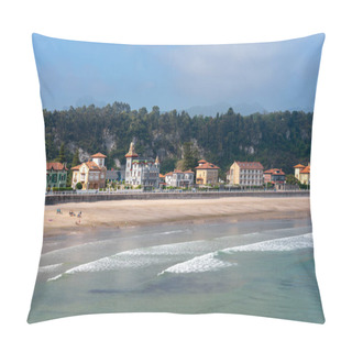 Personality  Panorama Of Ribadesella Village And Santa Marina Beach, Asturias, Spain Pillow Covers