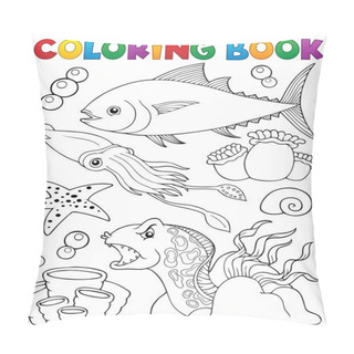Personality  Coloring Book Marine Life Theme 1 Pillow Covers