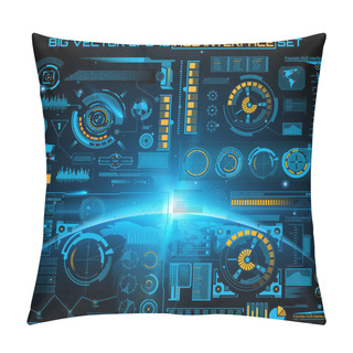 Personality  Abstract Future, Concept Vector Futuristic Blue Virtual Graphic Touch User Interface HUD. For Web, Site, Mobile Applications Isolated On Black Background, Techno, Online Design, Business, Gui, Ui. Pillow Covers