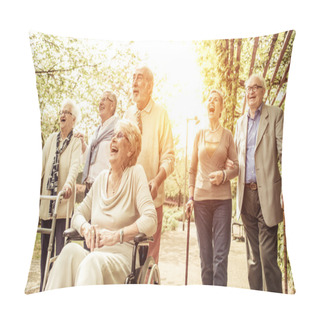 Personality  Group Of Old People Walking Outdoor Pillow Covers