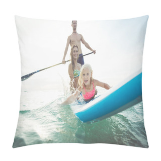 Personality  Family Making Paddle Surf In The Ocean Pillow Covers