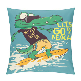 Personality  Cute Crocodilecharacter Surfer Pillow Covers