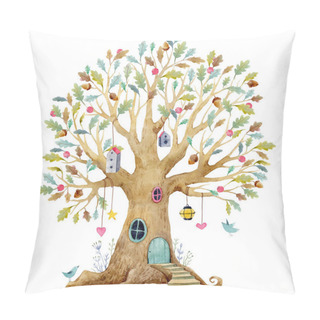 Personality  Watercolor Tree House Pillow Covers