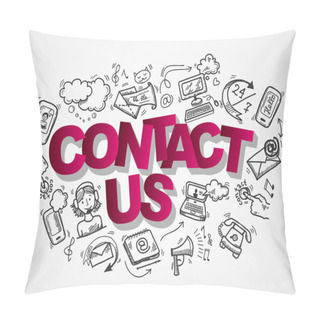 Personality  Contact Us Sketch Icons Composition Pillow Covers
