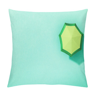 Personality  Top View Of Paper Umbrella On Turquoise Background Pillow Covers