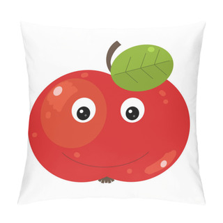 Personality  Cartoon Fruit Apple On White Background Smiling - Illustration For Children Pillow Covers