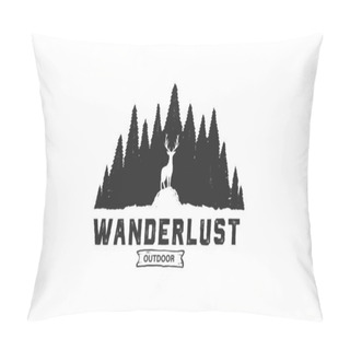 Personality  Creative Deer And Mountain Logo - Vector Illustration On A White Background Pillow Covers