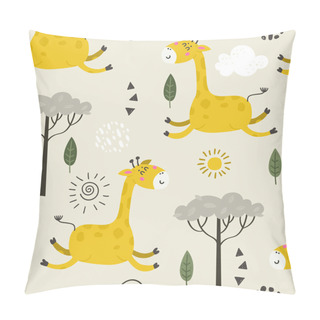 Personality  Seamless Pattern With Cute Giraffes. Pillow Covers