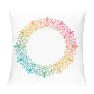 Personality  Circle Mandala Design Element. Vector Boho Mandala In Vibrant Green, Pink And Orange Colors . Mandala With Floral Patterns.  Pillow Covers