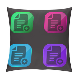 Personality  Add File Four Color Glass Button Icon Pillow Covers
