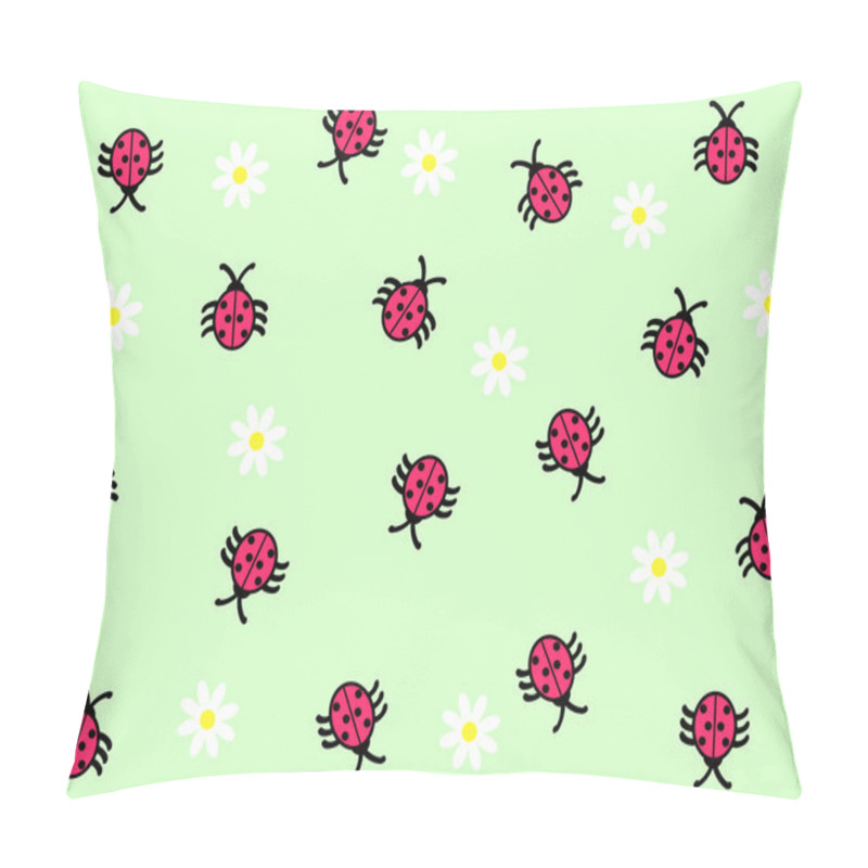 Personality  Ladybug And Daisy Background Pillow Covers