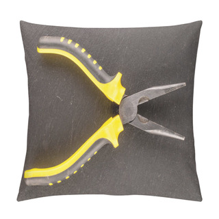 Personality  Pliers Combined On Slate Stone, Macro, Top View. Pillow Covers