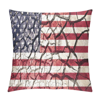 Personality  American Flag On Cracked Ground Background Pillow Covers