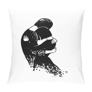 Personality  Parting. Lovers Hug. Vector Illustration Pillow Covers