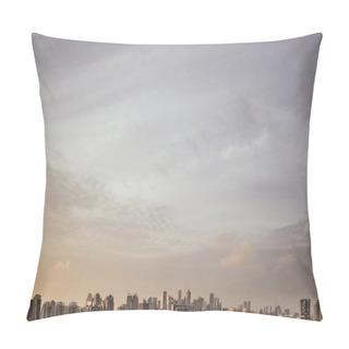 Personality  Wispy Clouds Above Singapore City Skyline At Sunrise Pillow Covers