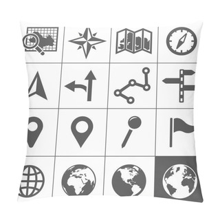 Personality  Cartography And Topography Vector Icons Pillow Covers