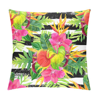 Personality  Watercolor Illustration With Tropical Flowers. Pillow Covers