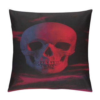 Personality  Spooky Human Skull In Red Light, Halloween Decoration Pillow Covers