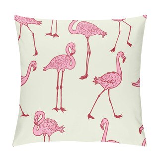 Personality  Seamless Background Of The Cartoon Pink Flamingos Pillow Covers