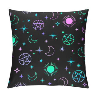 Personality  Mystical Esoteric Pattern With Sun, Moon And Magic Symbols Pillow Covers