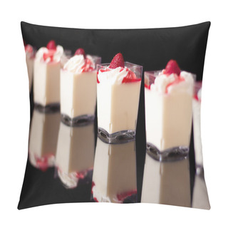 Personality  Panacotta, Italian Dessert Made With Cream, Isolated On Black Pillow Covers