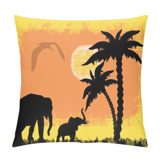 Personality  African Safari Theme With Elephants Pillow Covers