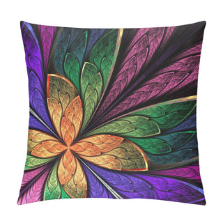 Personality  Beautiful Multicolored Fractal Flower Or Butterfly In Stained Gl Pillow Covers