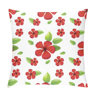 Personality  Seamless Design With Red Hibicus Flowers Pillow Covers