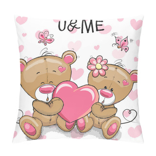 Personality Cute Teddy Bears With Heart Pillow Covers