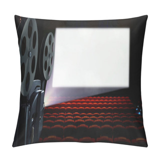 Personality  Projector In Cinema Hall With Blank White Screen Pillow Covers
