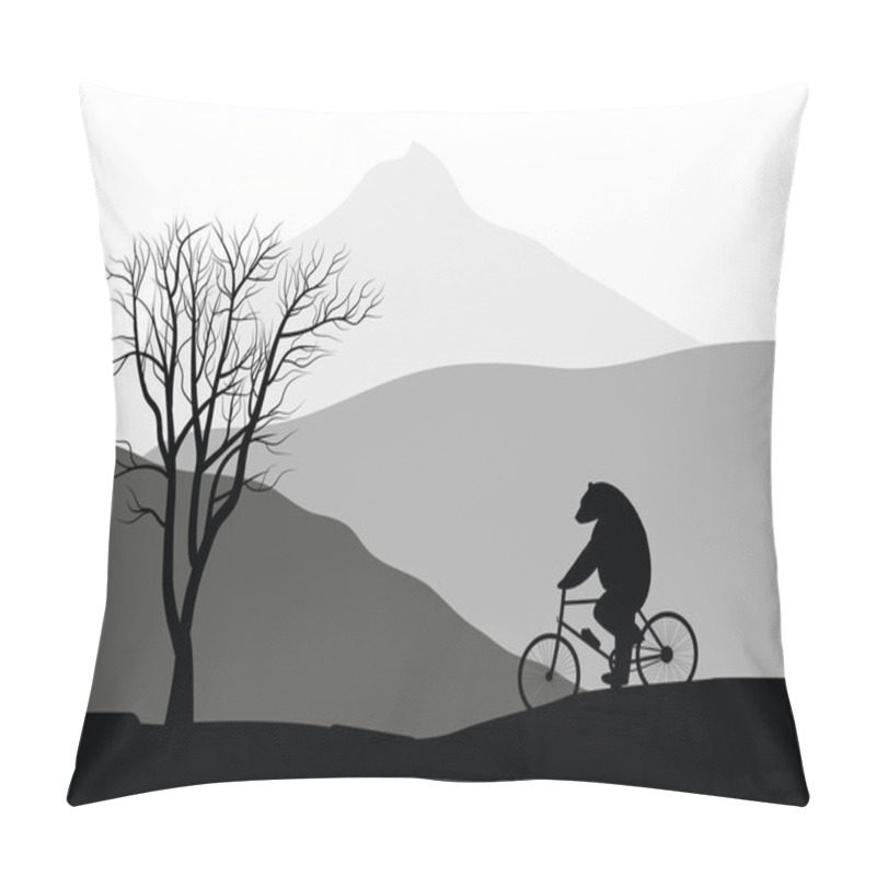 Personality  Bear on a bicycle. pillow covers