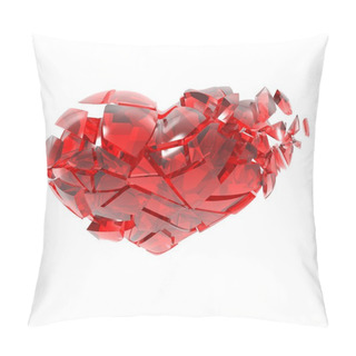 Personality  Broken Into Pieces Of Red Glass Heart. Pillow Covers