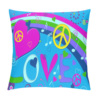 Personality  Love Peace And Hearts Pillow Covers