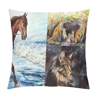 Personality  Animals Watercolor Painting Illustration Pillow Covers