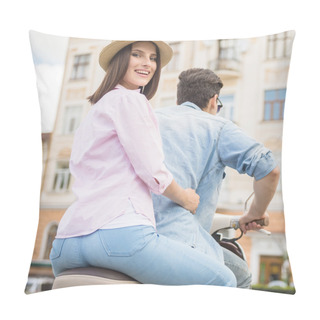 Personality  Young Couple On Scooter Pillow Covers