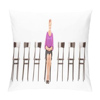 Personality  Woman Waiting For Job Interview Pillow Covers