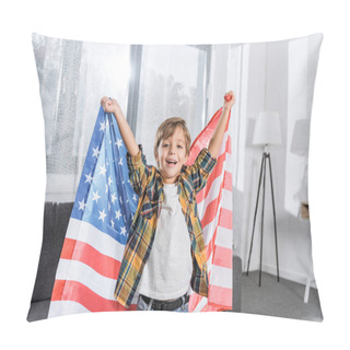 Personality  Little Boy With American Flag Pillow Covers