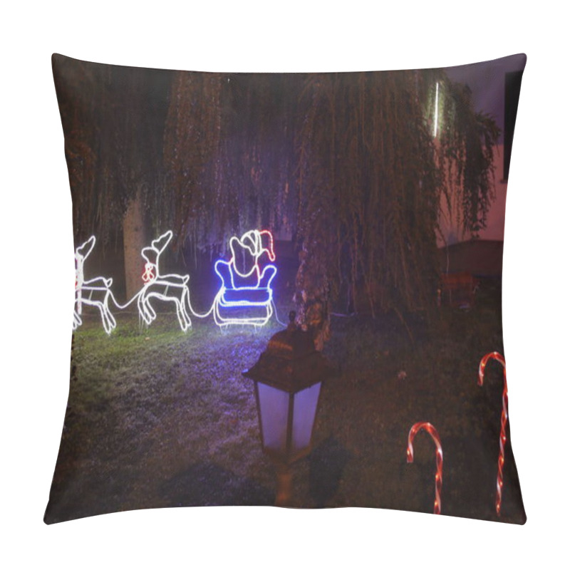 Personality  Garden Of The Stately Home Decorated For The Christmas Holidays Pillow Covers