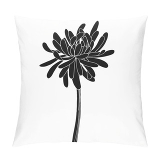 Personality Vector Chrysanthemum Botanical Flower. Black And White Engraved Ink Art. Isolated Chrysanthemum Illustration Element. Pillow Covers