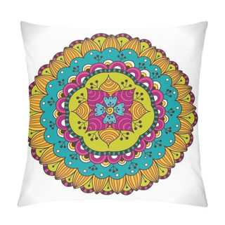 Personality  Multicolored Floral Mandala. Colorful Decorative Round Ornament Pillow Covers
