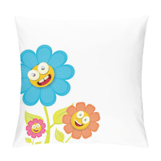 Personality  Vector Spring Cartoon Flowers Isolated On White Pillow Covers