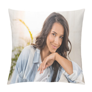 Personality  Smiling Young Woman  Pillow Covers