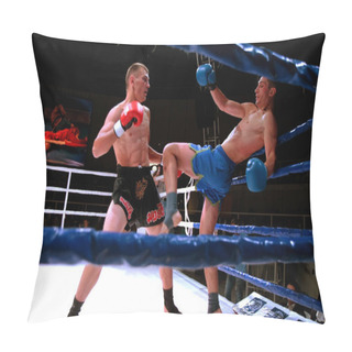 Personality  Odessa, Ukraine - August 18, 2013: Athletics MMA Mixed Martial Arts Fighters Compete In The Cell, Causing The Punches And Kicks. The Dramatic Moment Of Ultimate Fighting President's Cup. Boxers Fighting In The Ring Pillow Covers