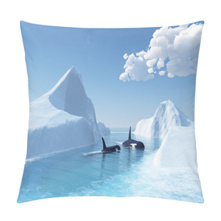 Personality  Whales Swim In The Ocean And Iceberg Pillow Covers